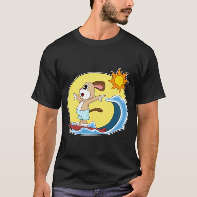 Camiseta Cachorro Surfando Prancha de Surfe Verão (Frente)