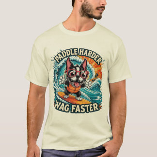 Camiseta Cachorro Surfista Engraçado Nade Mais Deixe a Caud