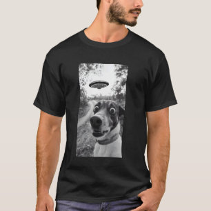 Camiseta Cachorro Surpreso Selfie Com ET OVNI Cachorro Engr