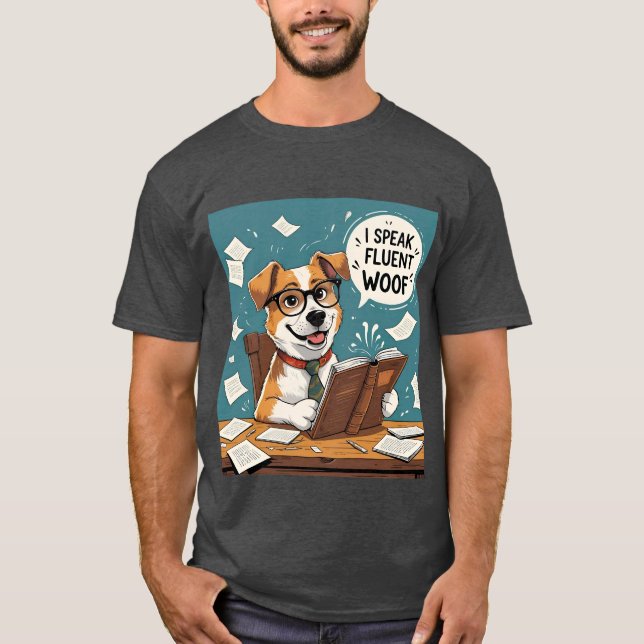 Camiseta Cachorro T-Shirt - Eu Falo Fluent Woof - Pet Paren (Frente)