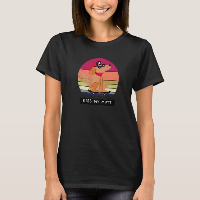 Camiseta Cachorro Tee Pun Humor Beija Meu Mutt Men Mulheres (Frente)