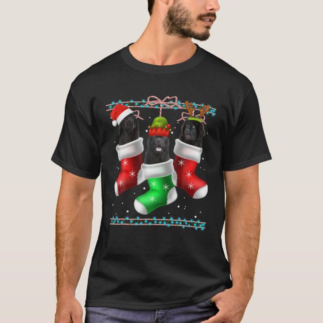 Camiseta Cachorro Terra Nova Meias de Natal Funny Xmas Paja (Frente)