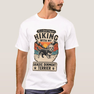 Camiseta Cachorro Terrier Dandie Dinmont Hiking Pôr do Sol