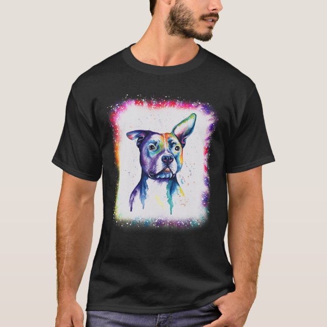 Camiseta Cachorro Terrier, Pai Mãe Garota Tie Dye Ble (Frente)