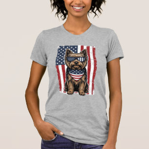 Camiseta Cachorro Terrier Patriótico Desenho Vetorial de Ba