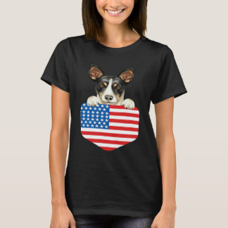 Camiseta Cachorro Terrier Rato da Bandeira da América no Bo