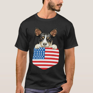 Camiseta Cachorro Terrier Rato da Bandeira da América no Bo