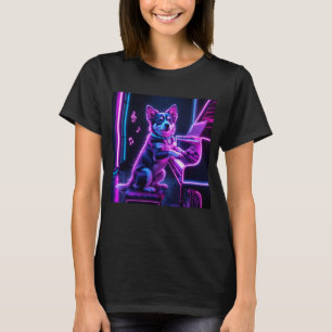Camiseta Cachorro Tocando Piano Música Sobretudo