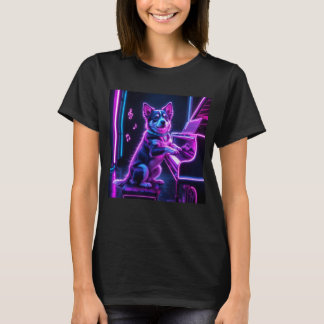 Camiseta Cachorro Tocando Piano Música Sobretudo