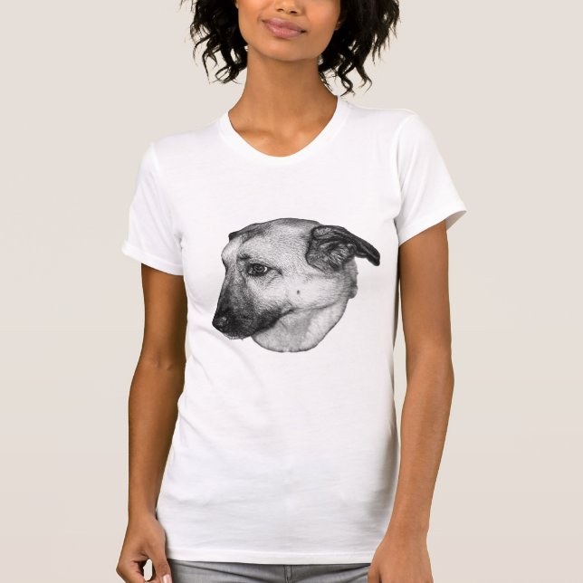 Camiseta Cachorro Tons de Cinza Olhar Suave (Frente)