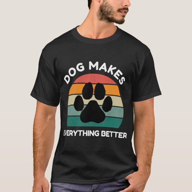 Camiseta Cachorro Torna Tudo Melhor - Design de Pegada de P (Frente)