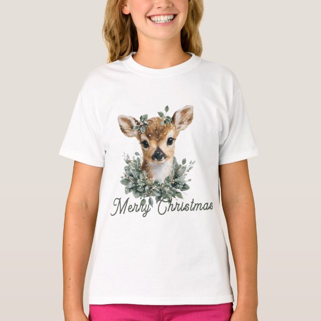 Camiseta Cachorro Velho Feliz Natal - Vassoura Aquarela (Frente)