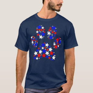 Camiseta Cachorro Vermelho Branco Azul Estrelas 4 de julho
