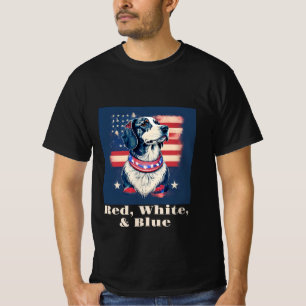 Camiseta Cachorro Vermelho, Branco e Azul