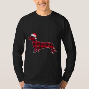 Camiseta Cachorro Vermelho Xadrez Natal Luzes de Pijamas