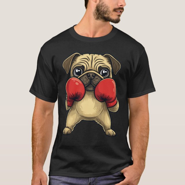 Camiseta Cachorro Vestido Como Um Boxer Engraçado (Frente)