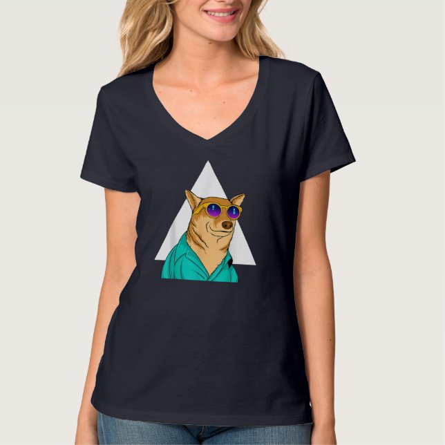 Camiseta Cachorro Vestindo óculos escuros Engraçado Pet Bon (Frente)