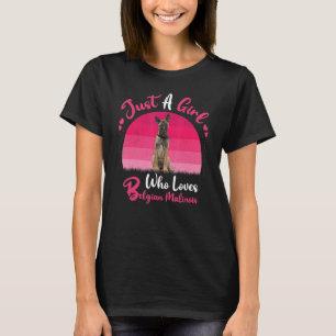Camiseta Cachorro Vintage Apenas Uma Garota Que Ama Belgia