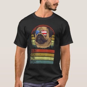 Camiseta Cachorro Vintage Melhor Pai Pug de Sempre Dia dos