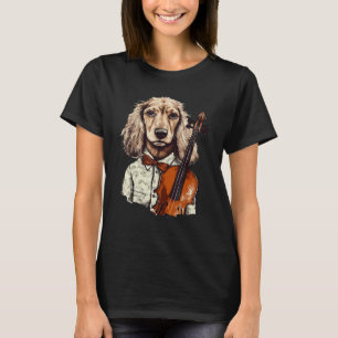 Camiseta Cachorro Violinista Vintage  Músico de Violino Toc