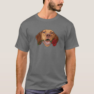 Camiseta Cachorro Vizsla Bonito Com Rosa - Vizsla Mãe E Pa