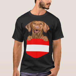 Camiseta Cachorro Vizsla Com Bandeira Da Áustria No Bolso