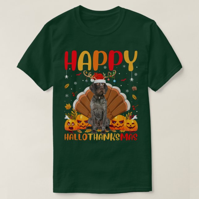 Camiseta Cachorro Voador Feliz Alemão Pointer Cabeado Cacho (Frente do Design)