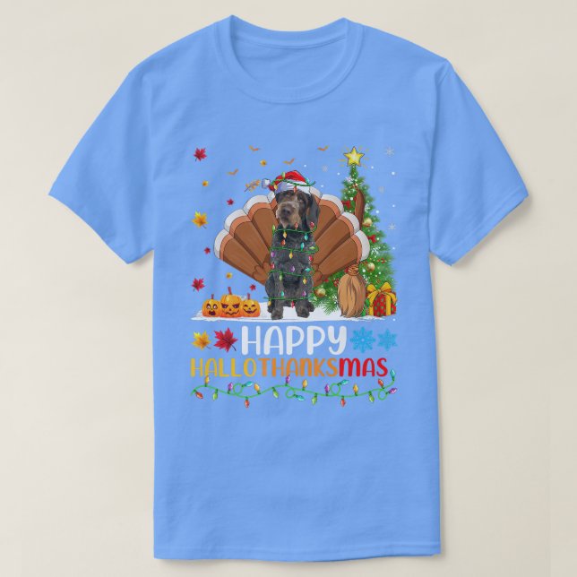 Camiseta Cachorro Voador Feliz Alemão Pointer Cabeado Cacho (Frente do Design)
