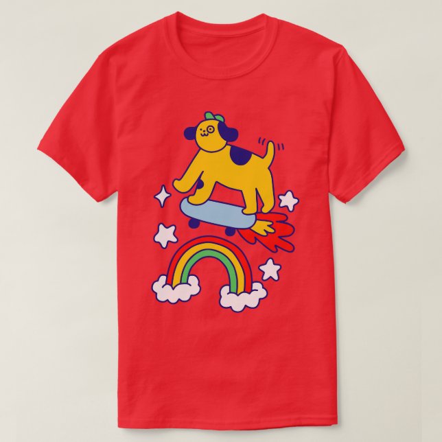 Camiseta Cachorro Voando Em Um skate (Frente do Design)