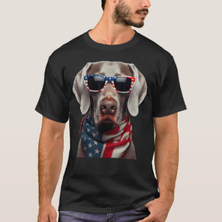 Camiseta Cachorro Weimaraner Americano 4 De Julho Incependê