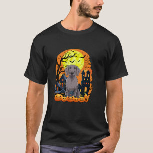 Camiseta Cachorro Weimaraner Com Pumpkins Engraçado Assusta