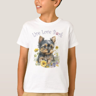 Camiseta Cachorro Yorkie Floral Fofo