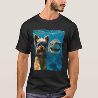 Camiseta Cachorro Yorkshire Terrier Engraçado Selfie com Oc