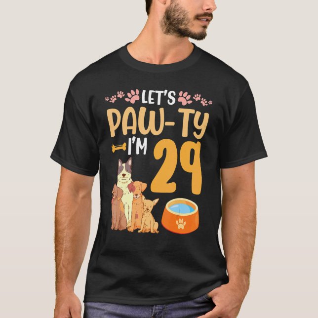 Camiseta Cachorros dançam juntos, meu Vamos de aniversário, (Frente)