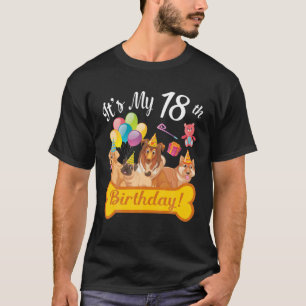 Camiseta Cachorros Dançando Juntos É o meu 18º aniversário 