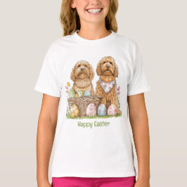 Camiseta Cachorros de Goldendoodle felz pascoa