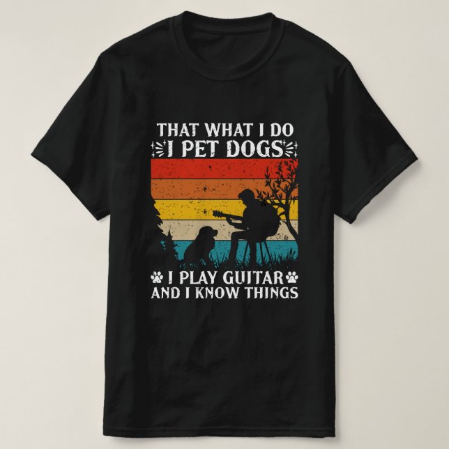 Camiseta Cachorros De Pet Jogam Guitarras Sabem Coisas (Frente do Design)