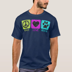 Camiseta Cachorros de resgate do Peace Love afligem animais