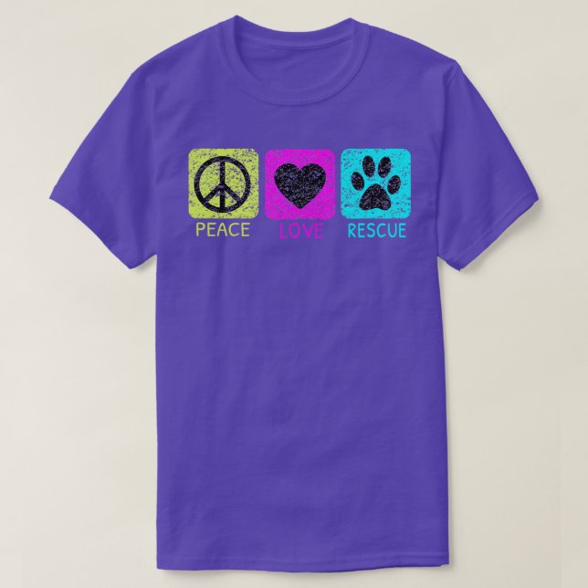 Camiseta Cachorros de resgate do Peace Love afligidos Amant (Frente do Design)