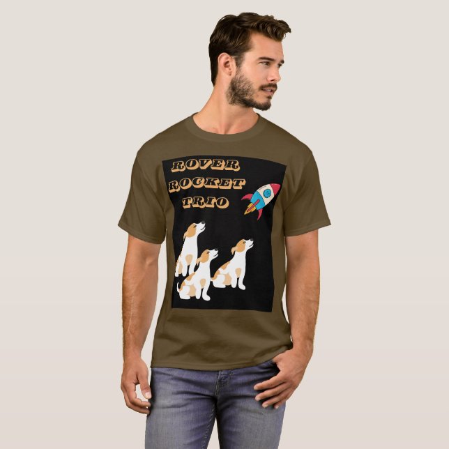 Camiseta Cachorros Espaciais Engraçados E Foguetes Com Sonh (Frente Completa)