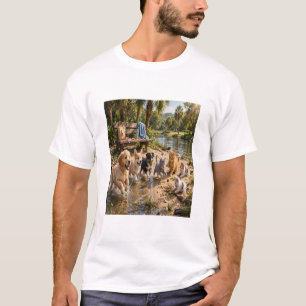 Camiseta Cachorros Fofos & Gatinhos Aventura à Beira do Rio