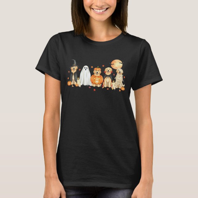 Camiseta Cachorros Golden Retriever Assustadores Fantasma B (Frente)
