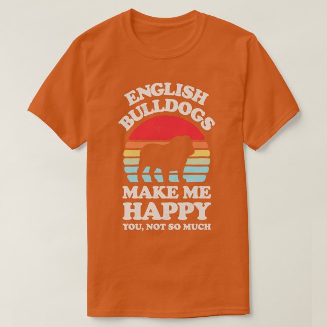 Camiseta Cachorros Ingleses Fazem-me Feliz Retro Sunset par (Frente do Design)