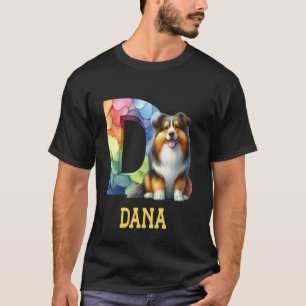 Camiseta Cachorros - Letra Dana Nome Rainbow Dog