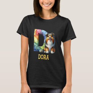 Camiseta Cachorros - Letra Dora Nome Rainbow Dog
