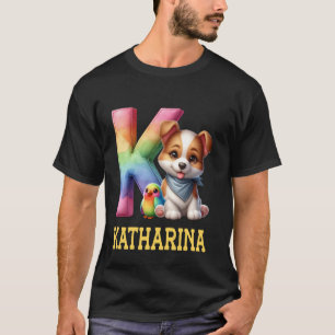 Camiseta Cachorros - Letra Katharina Nome Rainbow Dog