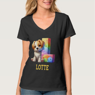 Camiseta Cachorros - Letra Lotte Name Rainbow Dog