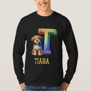 Camiseta Cachorros - Letra Tiara Nome Cachorro Arco-Íris