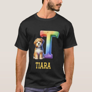 Camiseta Cachorros - Letra Tiara Nome Cachorro Arco-Íris