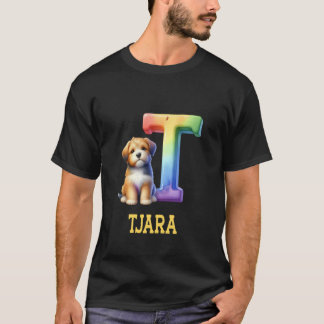 Camiseta Cachorros - Letra Tjara Nome Rainbow Dog